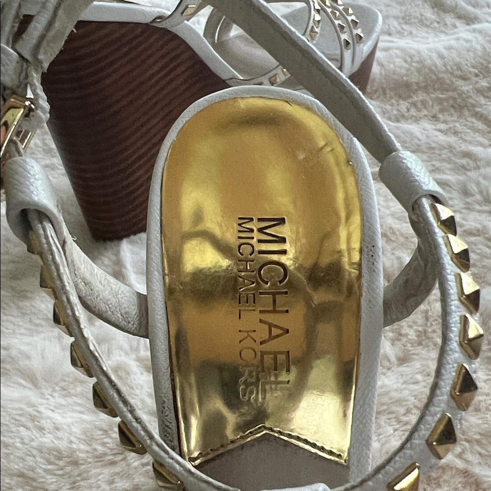 MICHAEL Michael Kors White and Gold Studded Wedges - Picture 2 of 3